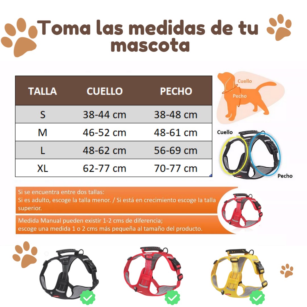 Arnés, Chaleco, Pechera para Perros | Diversas Tallas | Malla Transpirable | Sin Correa