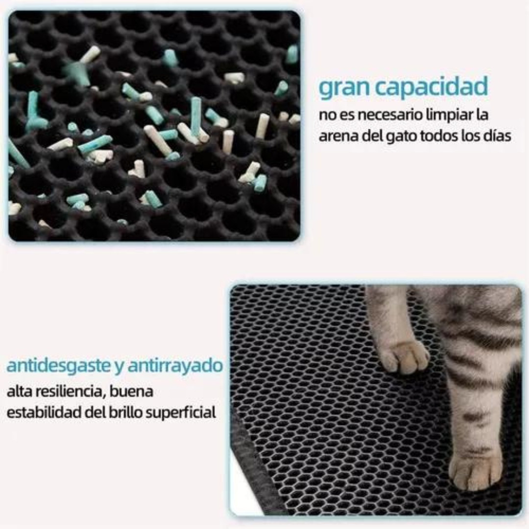 Tapete para Arena para Gatos de Doble Capa | Atrapa la Arena | Impermeable | Fácil Limpieza
