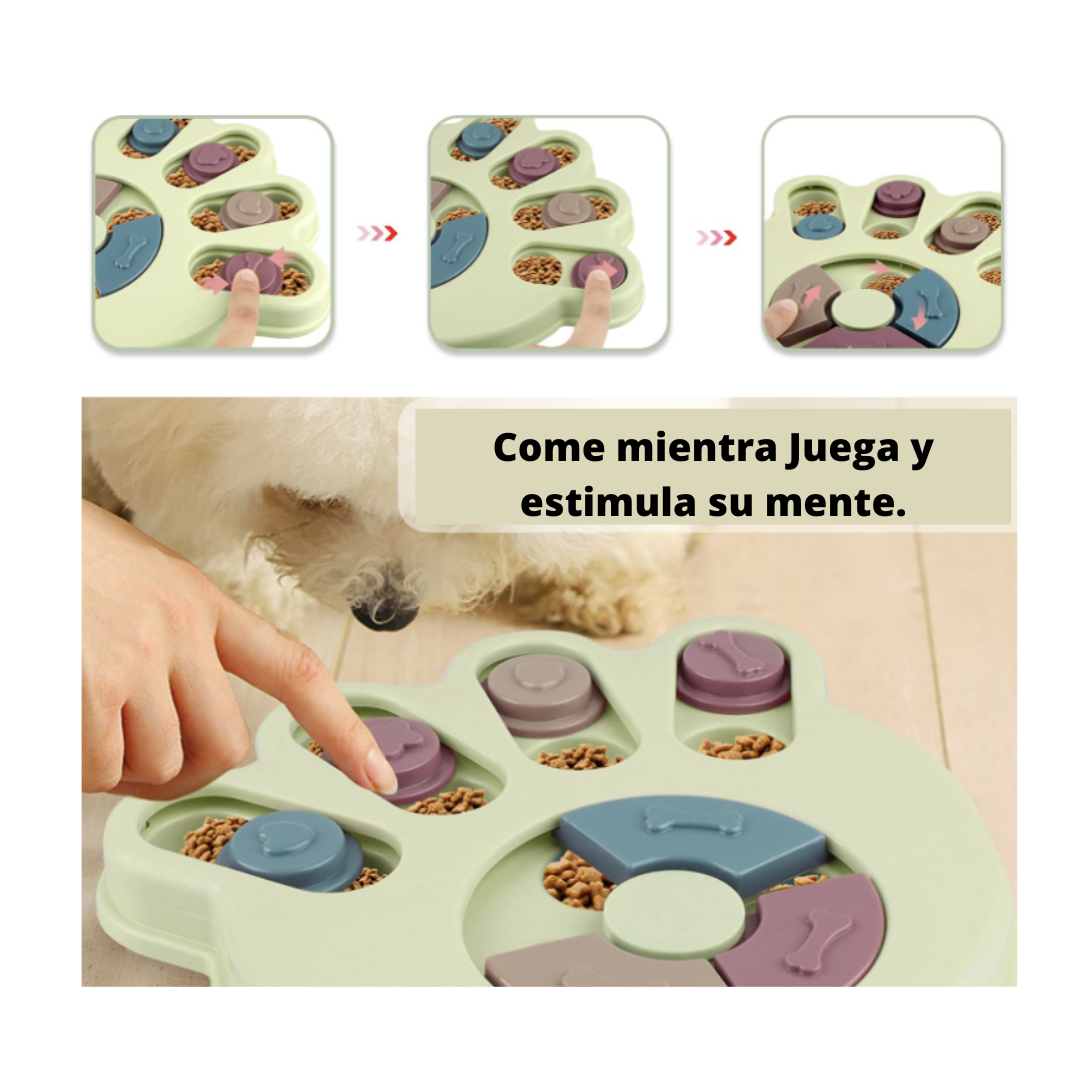 Tazón Interactivo para Mascotas | Alimentación Lenta | Antiahogo | Diseño Huella