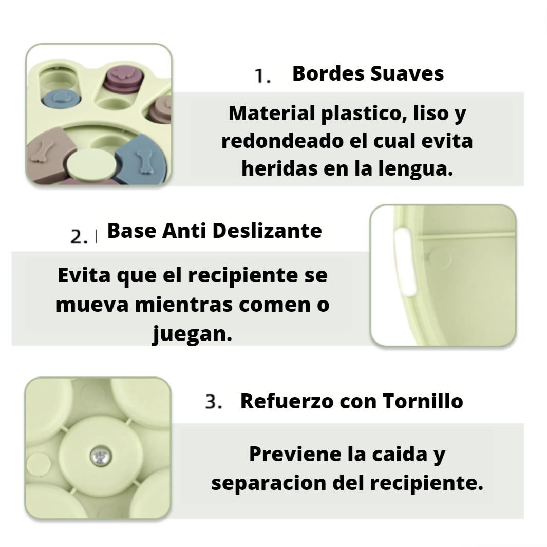 Tazón Interactivo para Mascotas | Alimentación Lenta | Antiahogo | Diseño Huella