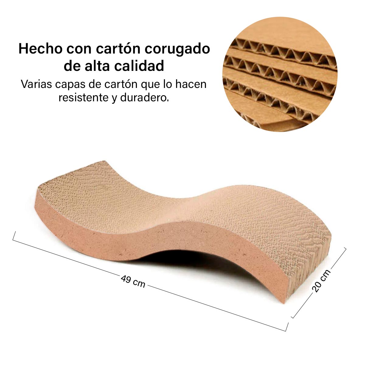 Rascador para Gatos en Forma de S | Cartón Corrugado y Madera | Duradero y Ecológico