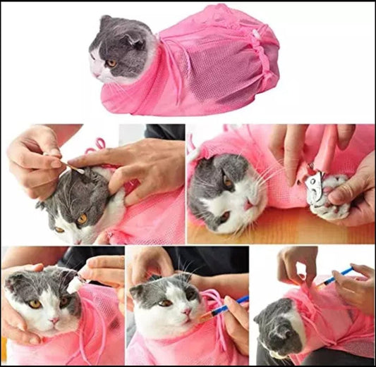 Arnés de Aseo Transpirable para Gatos | Sujeción Segura | Para Baño, Corte de Uñas y Más
