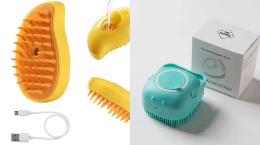 Combo de Cuidado y Aseo para Mascotas | Cepillo de Vapor 3 en 1 + Cepillo de Baño y Masaje 2 en 1Combo de Cepillos Para Mascota