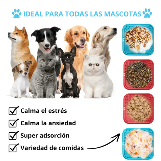 Lick Mat Antiestrés para Mascotas | Alimentación Lenta y Relajante | Con Raspador